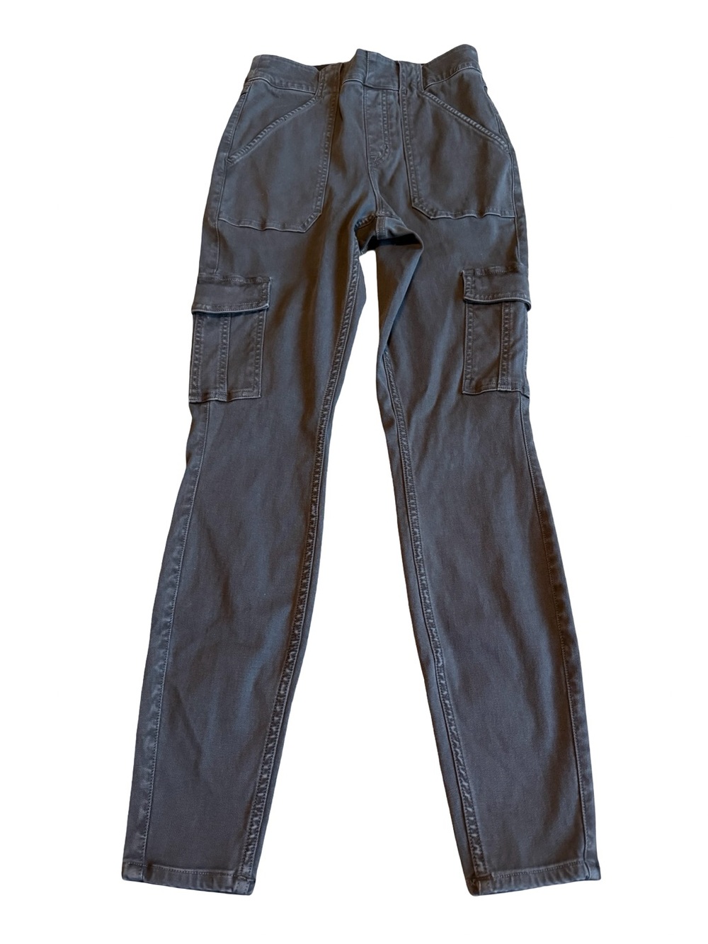 Spanx Stretch Twill Ankle Cargo Pants Dark Grey Slimming Skinny Size Medium